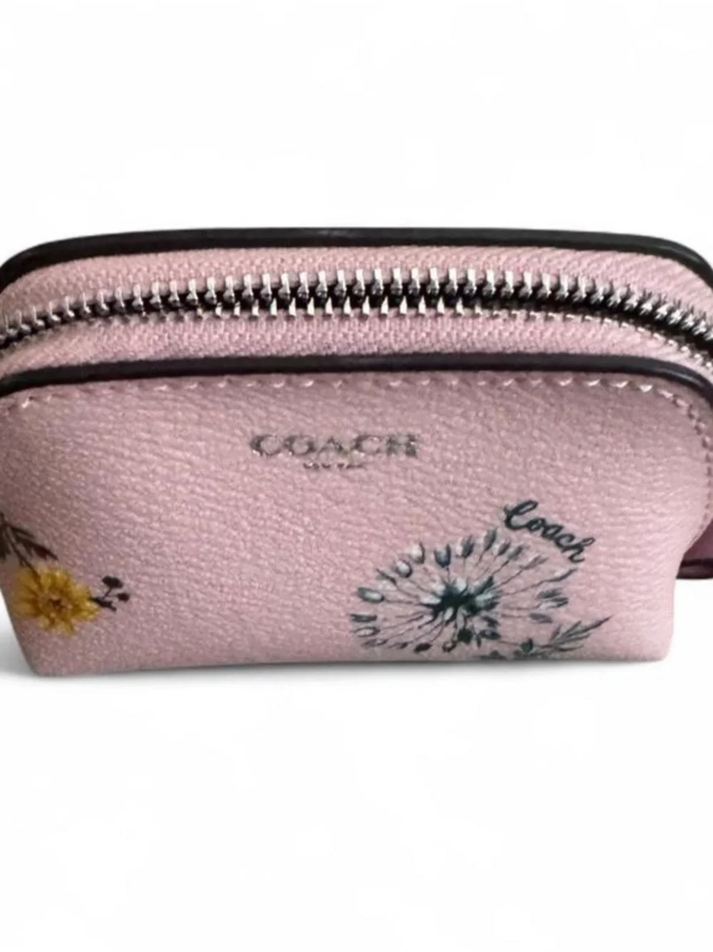 Mico Mini Coach Pink Floral Zip Cosmetic Case with Signature Print